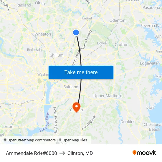 Ammendale Rd+#6000 to Clinton, MD map