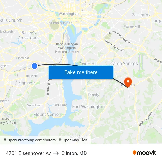 4701 Eisenhower Av to Clinton, MD map