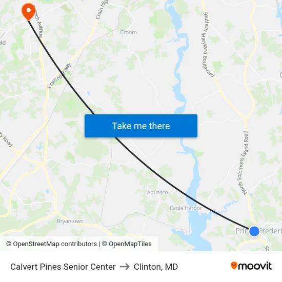 Calvert Pines Senior Center to Clinton, MD map