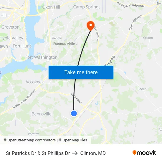 St Patricks Dr & St Phillips Dr to Clinton, MD map
