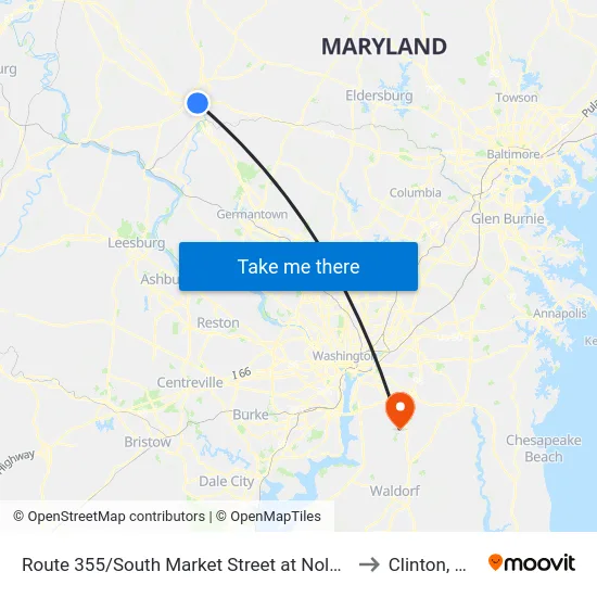 Route 355/South Market Street at Noland to Clinton, MD map