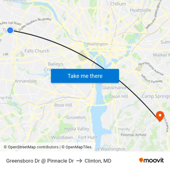 Greensboro Dr @ Pinnacle Dr to Clinton, MD map