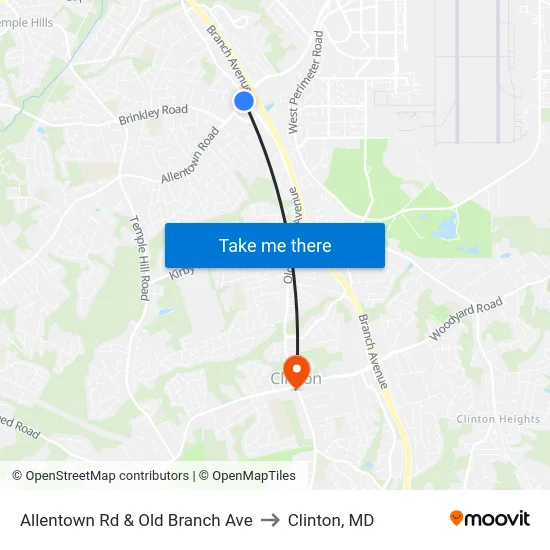 Allentown Rd & Old Branch Ave to Clinton, MD map