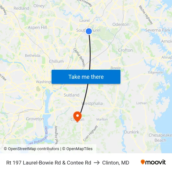 Rt 197 Laurel-Bowie Rd & Contee Rd to Clinton, MD map