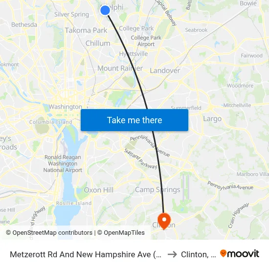 Metzerott Rd And New Hampshire Ave (Outbound) to Clinton, MD map