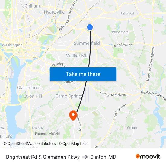 Brightseat Rd & Glenarden Pkwy to Clinton, MD map