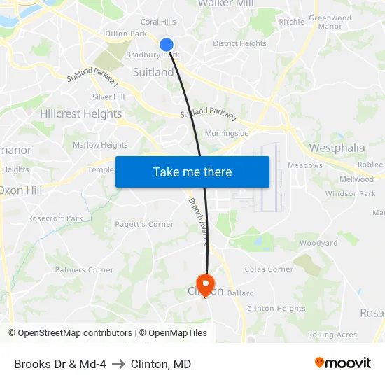 Brooks Dr & Md-4 to Clinton, MD map