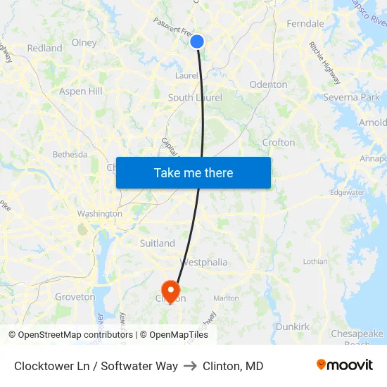 Clocktower Ln / Softwater Way to Clinton, MD map