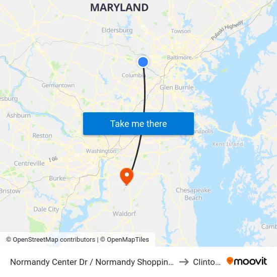Normandy Center Dr / Normandy Shopping Center (Northbound) to Clinton, MD map