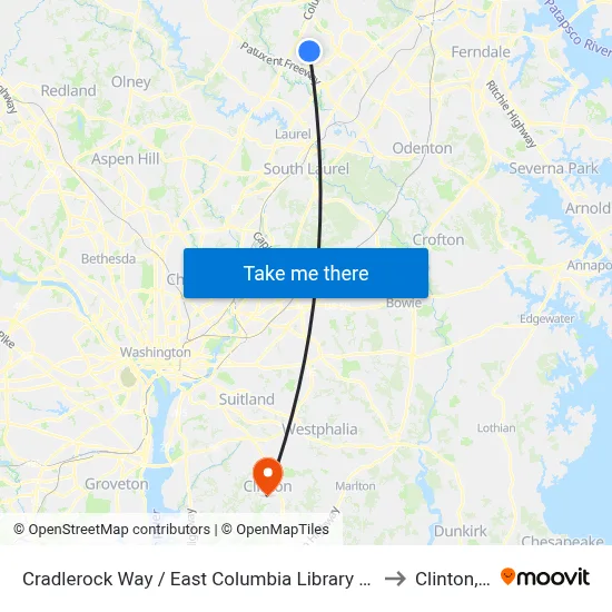 Cradlerock Way / East Columbia Library (Westbound) to Clinton, MD map