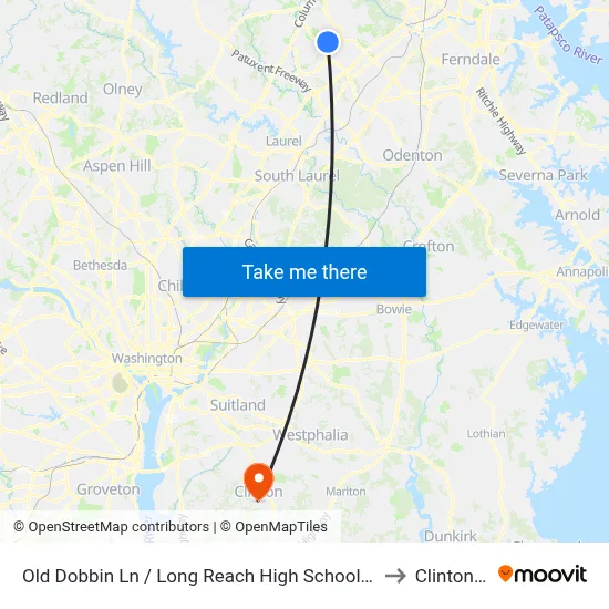 Old Dobbin Ln / Long Reach High School (Northbound) to Clinton, MD map