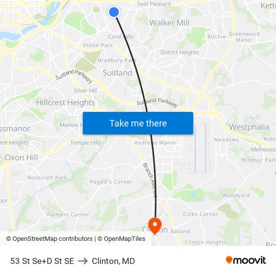 53 St Se+D St SE to Clinton, MD map