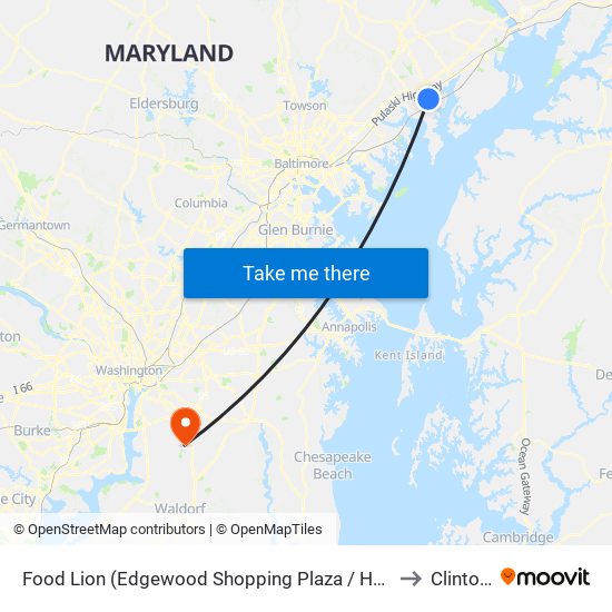 Food Lion (Edgewood Shopping Plaza / Hanson Rd & Edgewood Rd) to Clinton, MD map