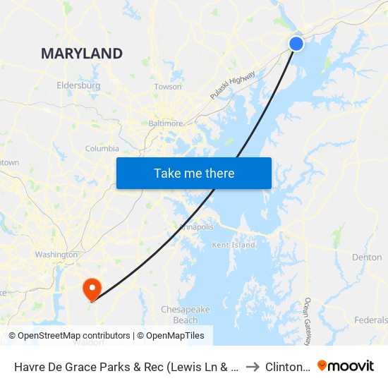 Havre De Grace Parks & Rec (Lewis Ln & Anderson Ave) to Clinton, MD map