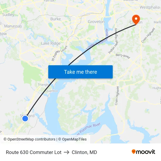 Route 630 Commuter Lot to Clinton, MD map