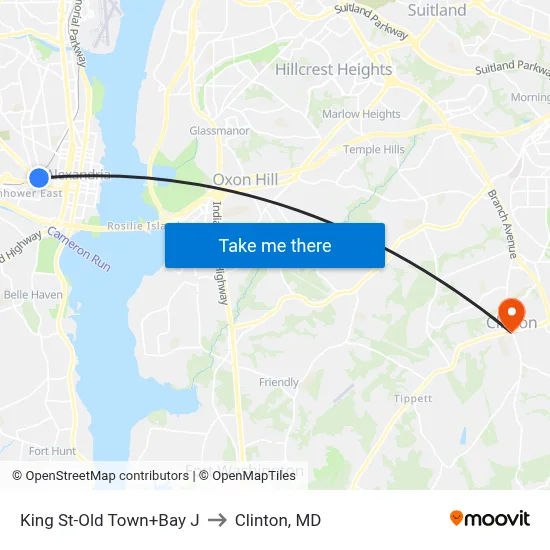 King St-Old Town+Bay J to Clinton, MD map