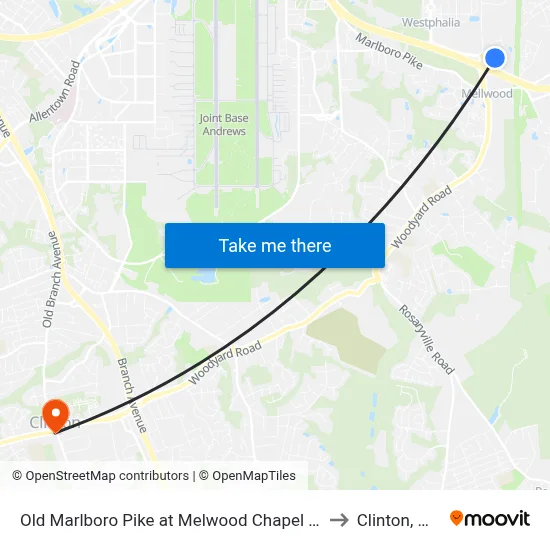 Old Marlboro Pike at Melwood Chapel Ln to Clinton, MD map