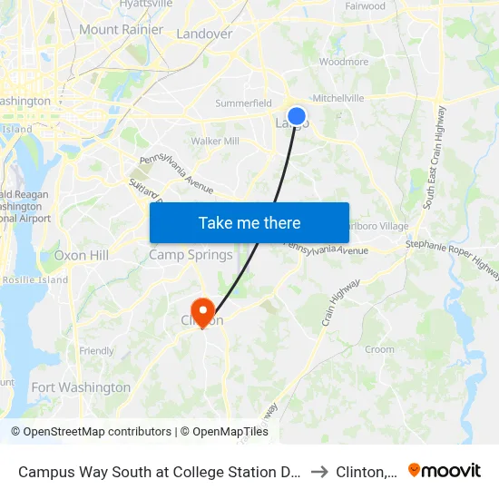 Campus Way South at College Station Drive (Pgcc) to Clinton, MD map