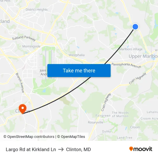 Largo Rd at Kirkland Ln to Clinton, MD map