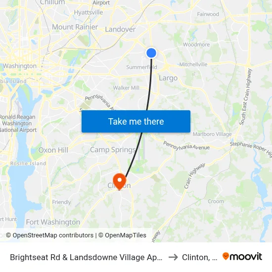 Brightseat Rd & Landsdowne Village Apartments to Clinton, MD map