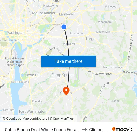 Cabin Branch Dr at Whole Foods Entrance to Clinton, MD map