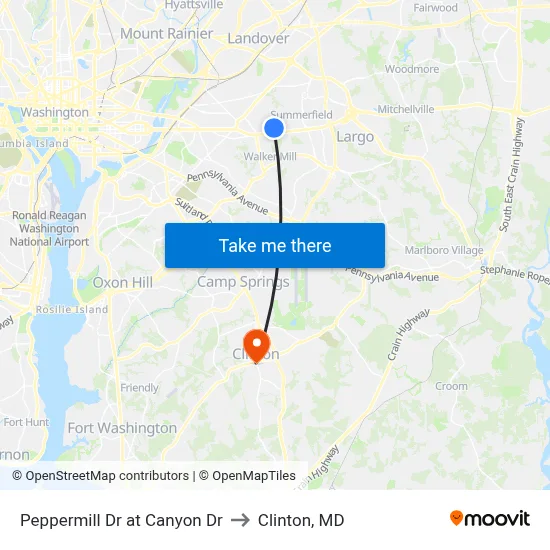 Peppermill Dr at Canyon Dr to Clinton, MD map