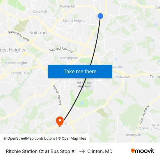 Ritchie Station Ct at Bus Stop #1 to Clinton, MD map