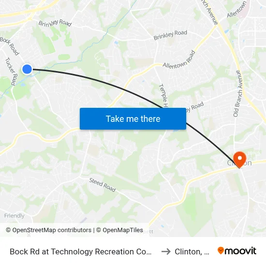 Bock Rd at Technology Recreation Complex to Clinton, MD map