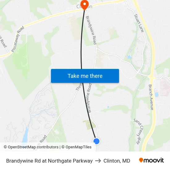 Brandywine Rd at Northgate Parkway to Clinton, MD map