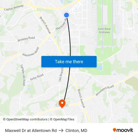 Maxwell Dr at Allentown Rd to Clinton, MD map