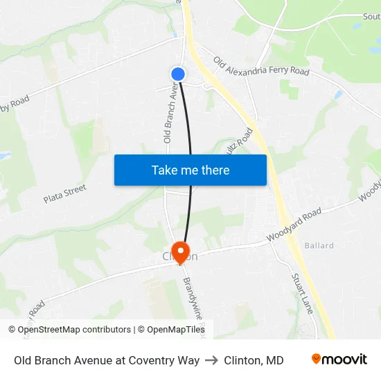 Old Branch Avenue at Coventry Way to Clinton, MD map