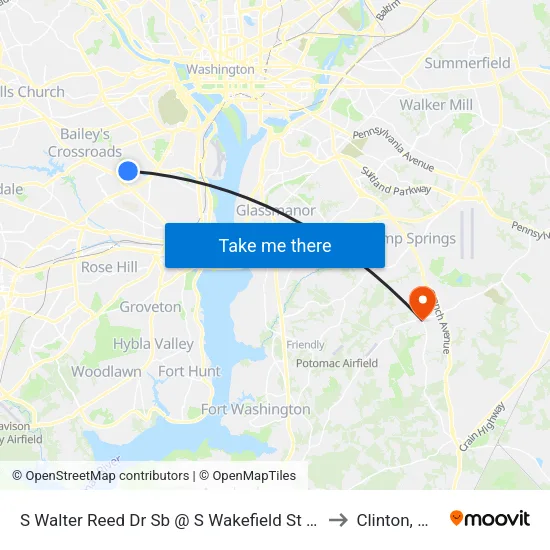 S Walter Reed Dr Sb @ S Wakefield St FS to Clinton, MD map