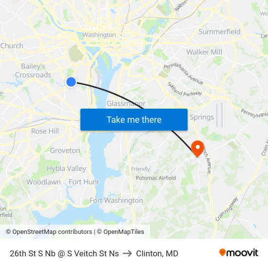 26th St S Nb @ S Veitch St Ns to Clinton, MD map