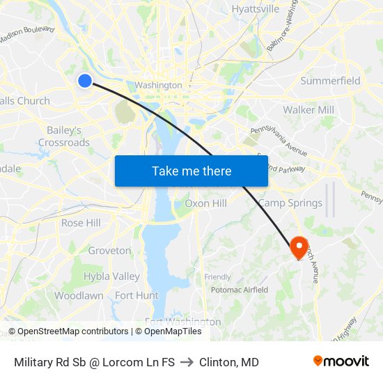 Military Rd Sb @ Lorcom Ln FS to Clinton, MD map