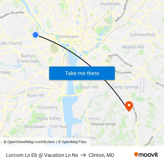 Lorcom Ln Eb @ Vacation Ln Ns to Clinton, MD map