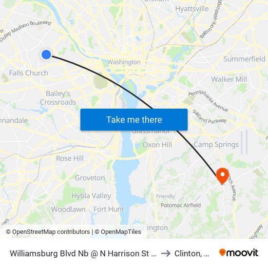 Williamsburg Blvd Nb @ N Harrison St Ns to Clinton, MD map