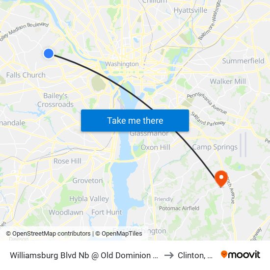 Williamsburg Blvd Nb @ Old Dominion Dr FS to Clinton, MD map