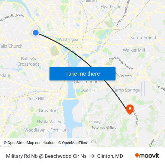 Military Rd Nb @ Beechwood Cir Ns to Clinton, MD map