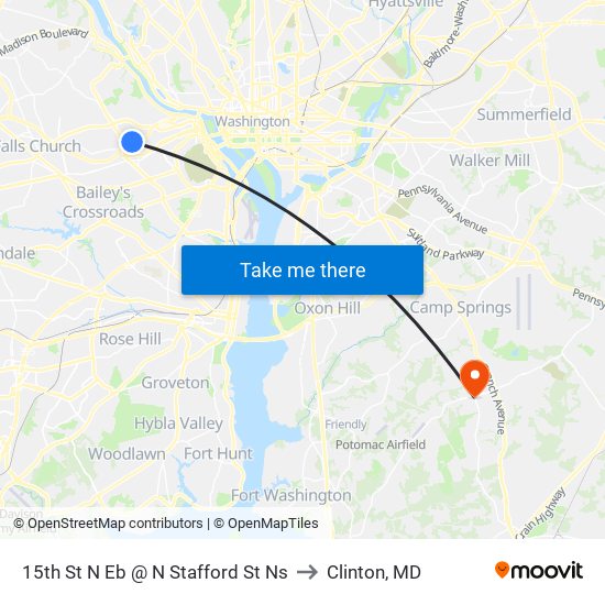 15th St N Eb @ N Stafford St Ns to Clinton, MD map