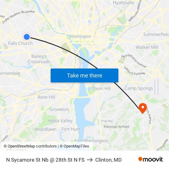 N Sycamore St Nb @ 28th St N FS to Clinton, MD map