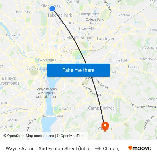Wayne Avenue And Fenton Street (Inbound) to Clinton, MD map