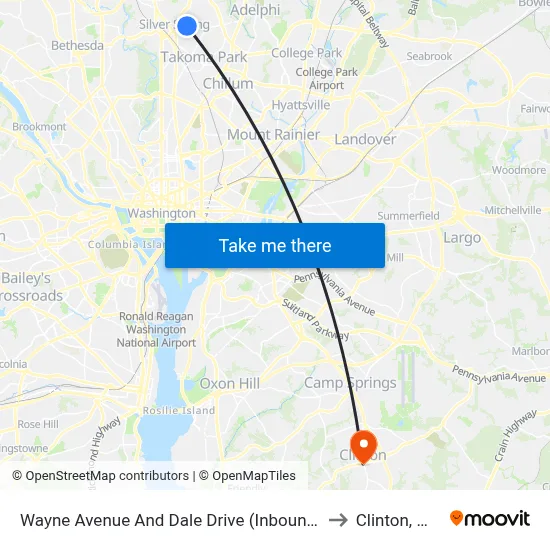 Wayne Avenue And Dale Drive (Inbound) to Clinton, MD map