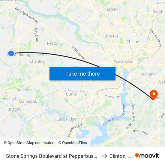 Stone Springs Boulevard at Pepperbush Place to Clinton, MD map