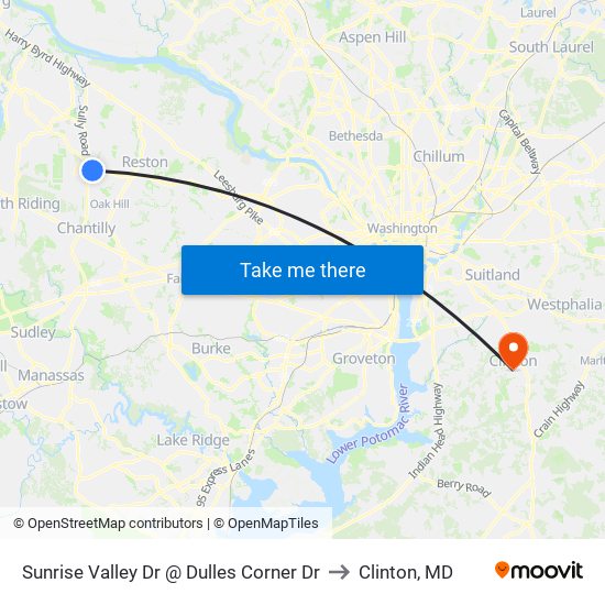 Sunrise Valley Dr @ Dulles Corner Dr to Clinton, MD map