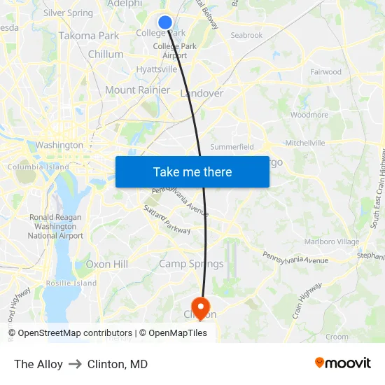 The Alloy to Clinton, MD map