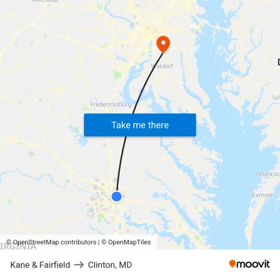 Kane & Fairfield to Clinton, MD map