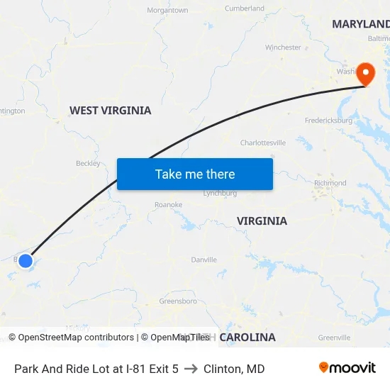 Park And Ride Lot at I-81 Exit 5 to Clinton, MD map