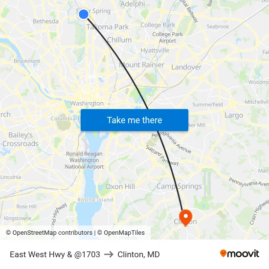 East West Hwy & @1703 to Clinton, MD map