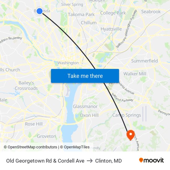 Old Georgetown Rd & Cordell Ave to Clinton, MD map