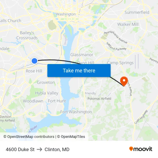 4600 Duke St to Clinton, MD map